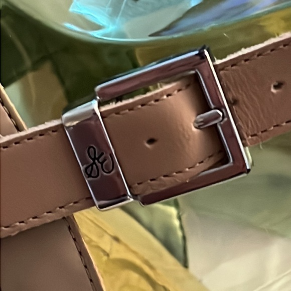 Sam Edelman Karina Nude Leather cork heels platform side buckle sandals Sz 10 - Picture 9 of 10